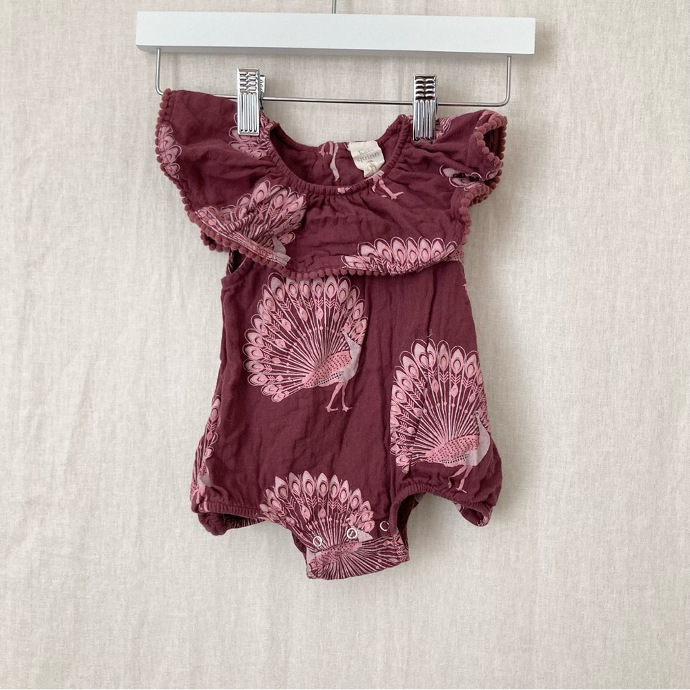 Kate Quinn Peacock Printed Ruffle Bubble Romper